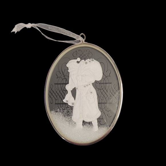 Hallmark Keepsake Ornament St Nicholas Rare Glass Moveable Snow White Silver - Picture 1 of 5